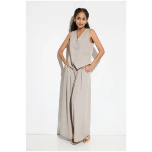 ÜTOPYA Conjunto Xia Moda Mujer - Conjunto de dos piezas para mujer, con chaleco entallado y pantalón palazzo. Disponible en varios colores, ideal para eventos, oficina o looks casuales con estilo. Realza la silueta con un toque moderno, cómodo y elegante.